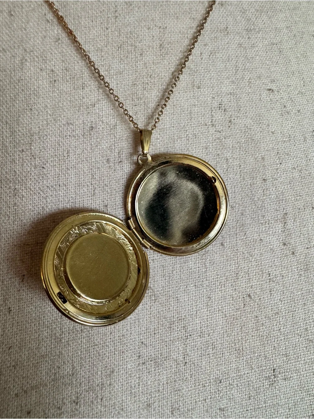 Vintage Gold Locket Necklace with Burgundy Rose Motif
